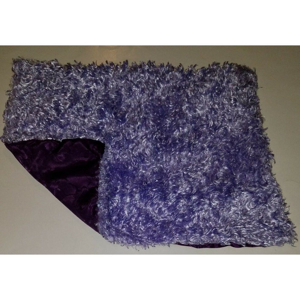 Purple Soft Fuzzy Rectangle Lovey Satin Roses 14" x 18"
